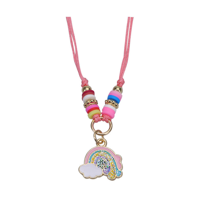 Wholesale Alloy Butterfly Rainbow Flower Shape Polymer Clay Children's Bracelet Necklace